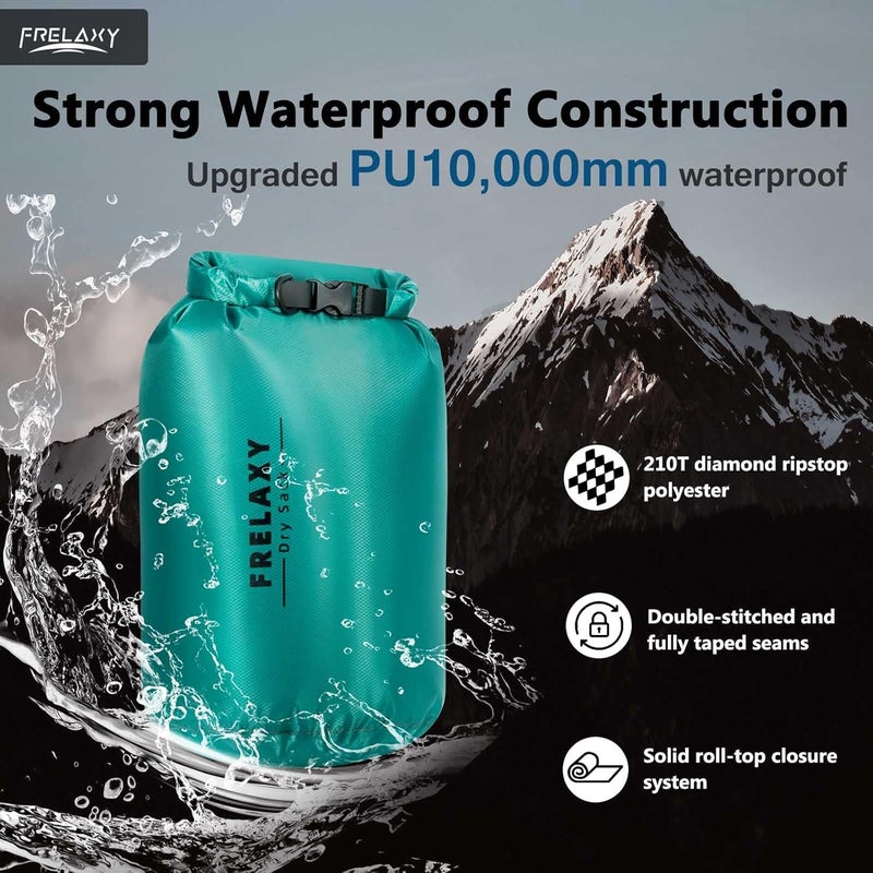 Frelaxy Waterproof Dry Bag 2 Pack/3 Pack, Lightweight Portable Dry Bags, 5L & 15L & 25L Durable Dry Sack Set Keep Gear Dry for Hiking, Camping, Boating, Backpacking, Kayaking (3 Pack - Turquoise) - Image 3